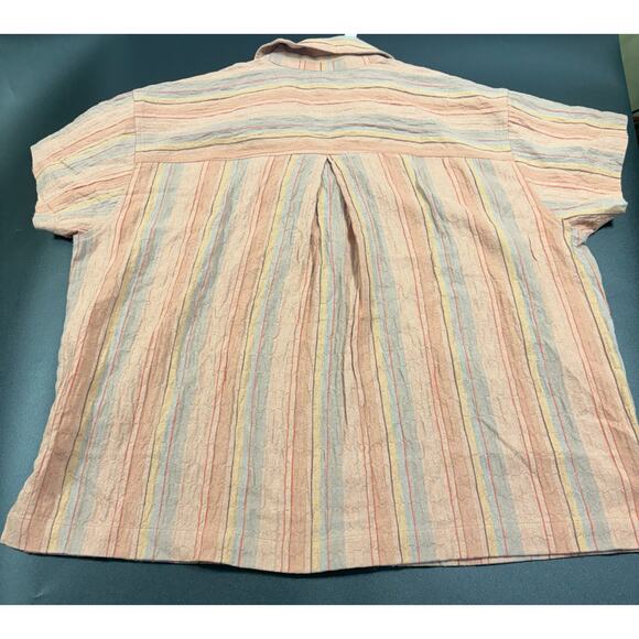 Madewell NWT Stripe Stretch Cotton & Linen Camp Shirt Size 1X & 2X MSRP $79.50 - Picture 3 of 6